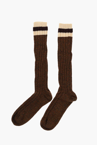 Melange Wool Ribbed Long Socks