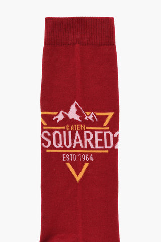 Wool Blend Long Socks with Contrasting Logo