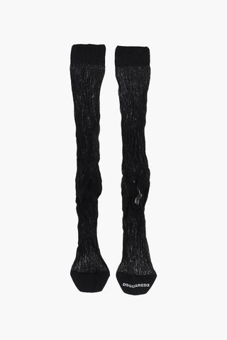 Solid Color Ribbed Socks with Cut-Out Detail