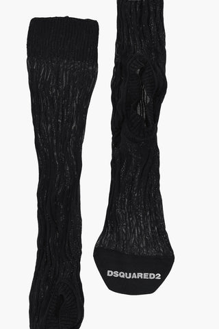 Solid Color Ribbed Socks with Cut-Out Detail