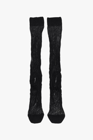 Solid Color Ribbed Socks with Cut-Out Detail