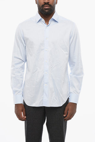 Poplin Cotton Shirt with Spread Collar