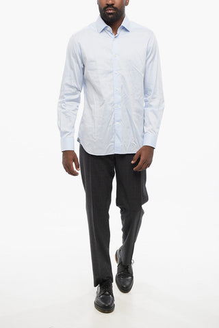 Poplin Cotton Shirt with Spread Collar