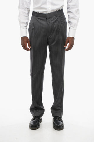 Virgin Wool Trousers MANTUA with Pinstripe Pattern