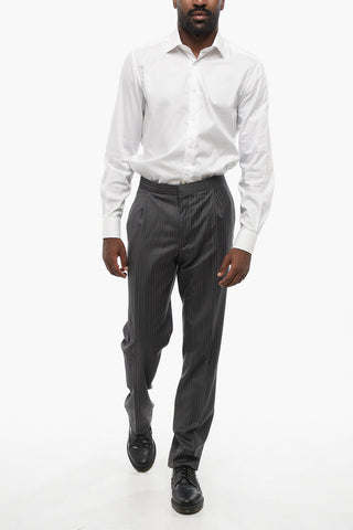 Virgin Wool Trousers MANTUA with Pinstripe Pattern