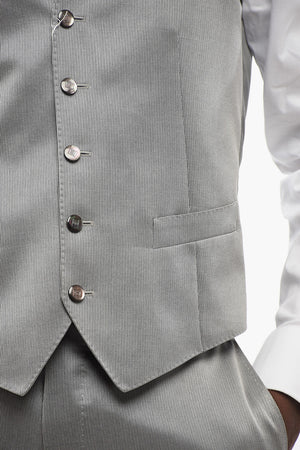 Virgin Wool and Silk Hairline-Striped Vest