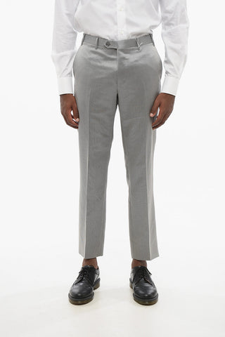 Virgin Wool and Silk Trousers CERIM.LEADER with Hairline Stripes