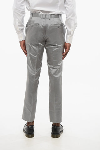Virgin Wool and Silk Trousers CERIM.LEADER with Hairline Stripes