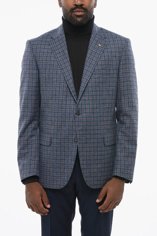 CC COLLECTION Einreihiger Blazer RIGHT aus Wollmischung mit Karo-Muster