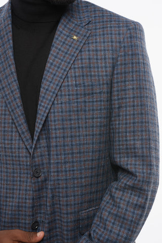 CC COLLECTION Einreihiger Blazer RIGHT aus Wollmischung mit Karo-Muster