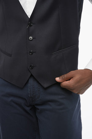 Virgin Wool ACADEMY Waistcoat with Jetted Pockets