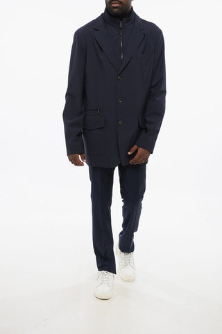 Wool-Blend Single-Breasted Coat with Chest Piece