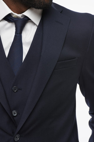 CC COLLECTION Virgin Wool Side Vents Notch Lapel 3 Piece Waistcoat Suit