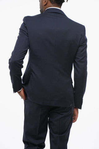 CC COLLECTION Virgin Wool Side Vents Notch Lapel 3 Piece Waistcoat Suit