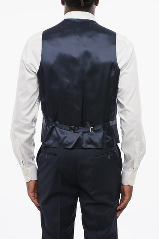 CC COLLECTION Virgin Wool Side Vents Notch Lapel 3 Piece Waistcoat Suit