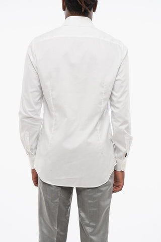 Camicia In Popeline di Cotone con Collo Francese