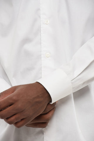 Camicia In Popeline di Cotone con Collo Francese