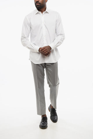 Camicia In Popeline di Cotone con Collo Francese