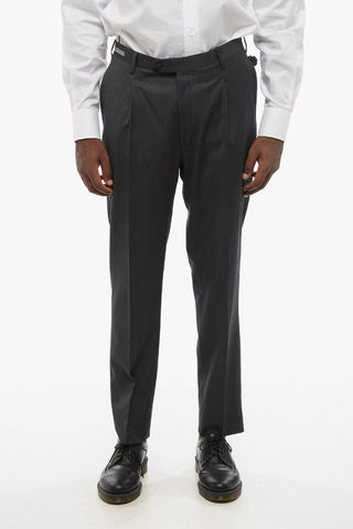 Pantaloni ad 1 Pince in Lana Vergine