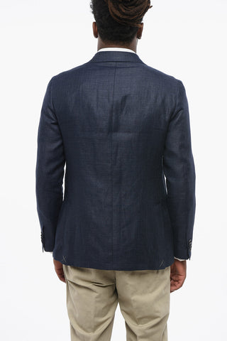 CC COLLECTION Virgin Wool and Linen Two-Button Unlined Blazer