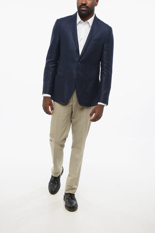 CC COLLECTION Virgin Wool and Linen Two-Button Unlined Blazer