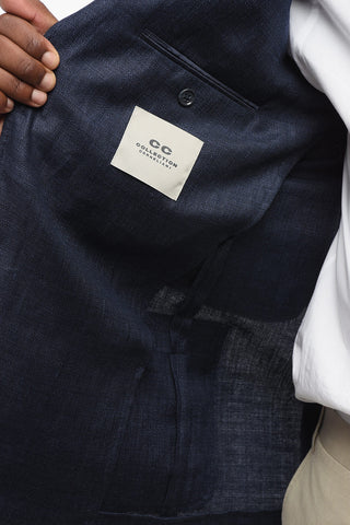 CC COLLECTION Virgin Wool and Linen Two-Button Unlined Blazer