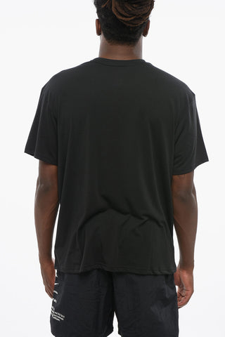 SWIM Crewneck T-shirt with Tone-on-Tone Print and Pocket