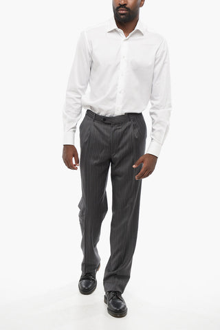 Virgin Wool Pinstriped Trousers MANTUA