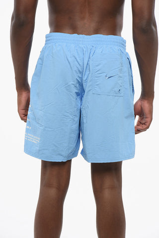 SWIM Solid Boxer Swim Shorts With Contrast Logo