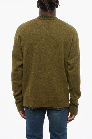 Gebürsteter Einfarbiger V-Ausschnitt-Pullover M/L