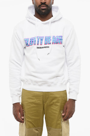 Felpa Hoodie in Cotone con Stampa Frontale