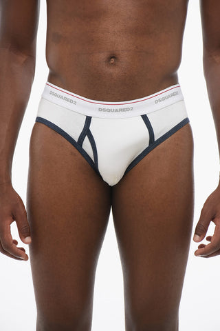 Printed Briefs with Logo Elastic Waistband