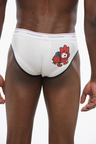 Printed Briefs with Logo Elastic Waistband