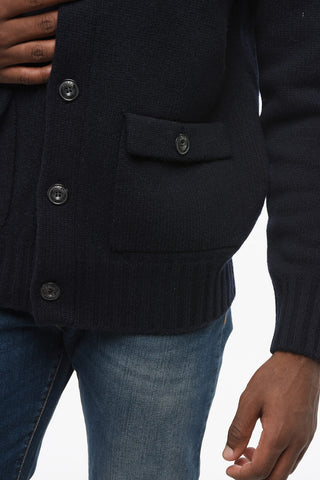 Virgin Wool Cardigan with Flap Pockets
