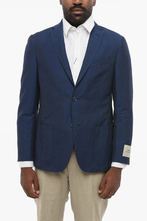 CC COLLECTION Linen-Blend Two-Button Jacket With Two Vents and Notched Lapel