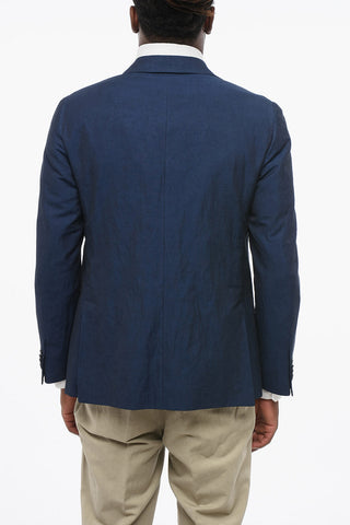 CC COLLECTION Linen-Blend Two-Button Jacket With Two Vents and Notched Lapel