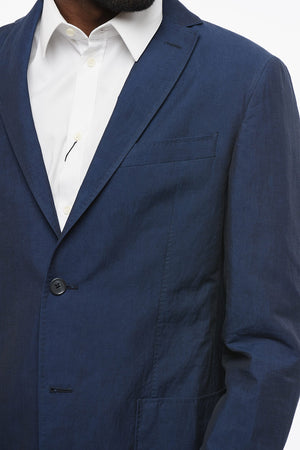 CC COLLECTION Linen-Blend Two-Button Jacket With Two Vents and Notched Lapel