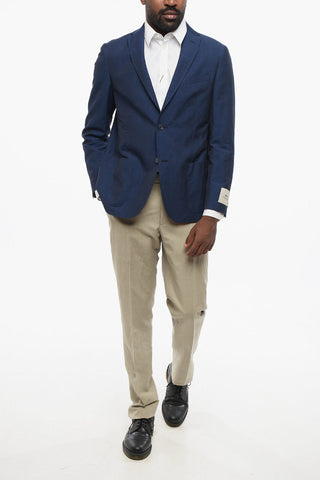 CC COLLECTION Linen-Blend Two-Button Jacket With Two Vents and Notched Lapel