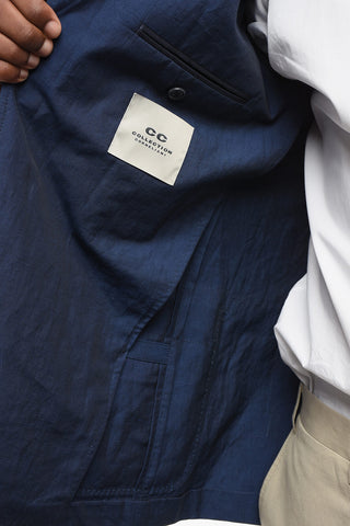 CC COLLECTION Linen-Blend Two-Button Jacket With Two Vents and Notched Lapel