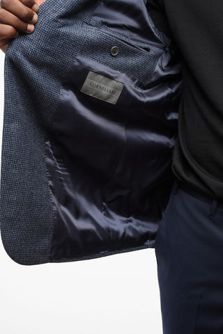 Virgin Wool Blazer with Houndstooth Motif