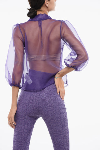 Organza Shirt with Balloon Sleeves