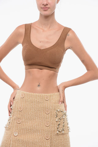 Crop Top in Maglia a Costine