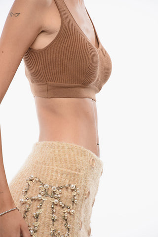 Crop Top in Maglia a Costine