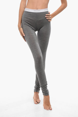 Wool Stretch Leggings with Drawstring Waist