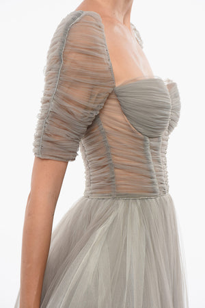 Vestito Midi in Tulle con Dettagli Gioiello