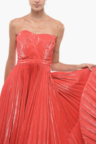 Vestito Plissé Effetto Vernice con Drappeggio