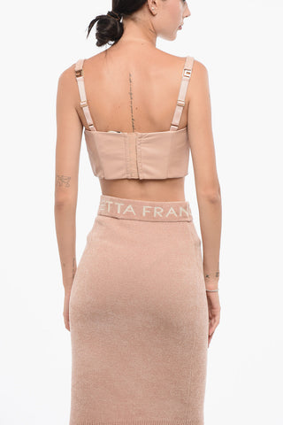 Bustier-Top aus Eco-Leder mit Perlen