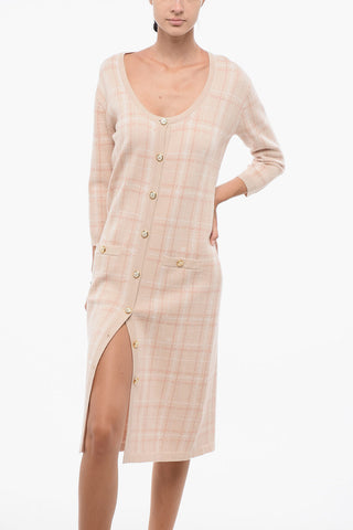 Tubino in Maglia Tartan con Abbottonatura Frontale
