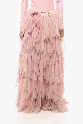 Gonna Maxi a Balze in Tulle con Motivo a Pois