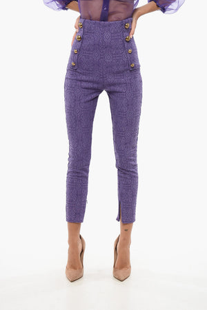 Slim-Fit Lace Pants with Buttons